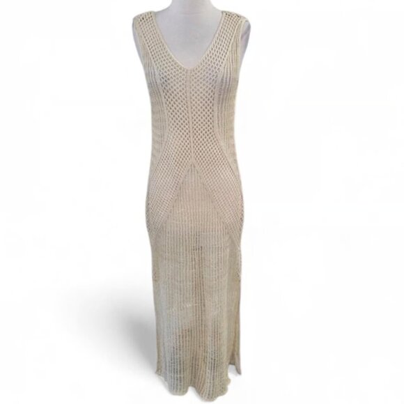 Anthropologie X Maeve Knitted Crochet Sleeveless Maxi Dress. - Picture 4 of 4